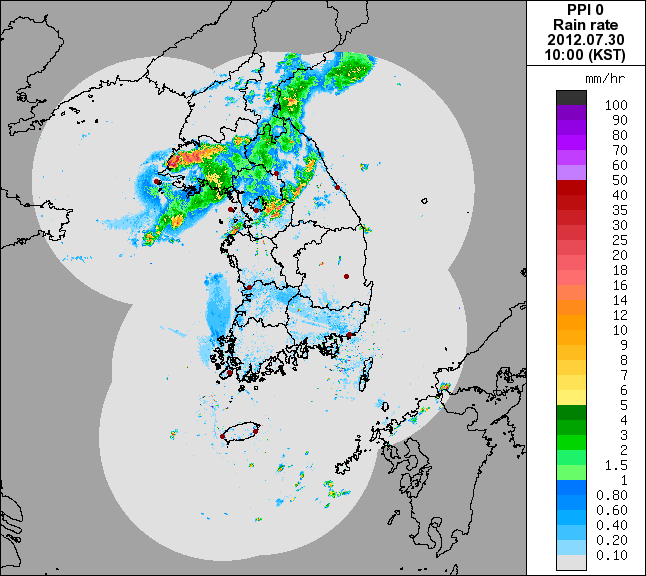 RDR_CNQCZ_PP00S_201207301000.png : 현재 서울 지역의 눈앞이 안 보이는 폭우는!